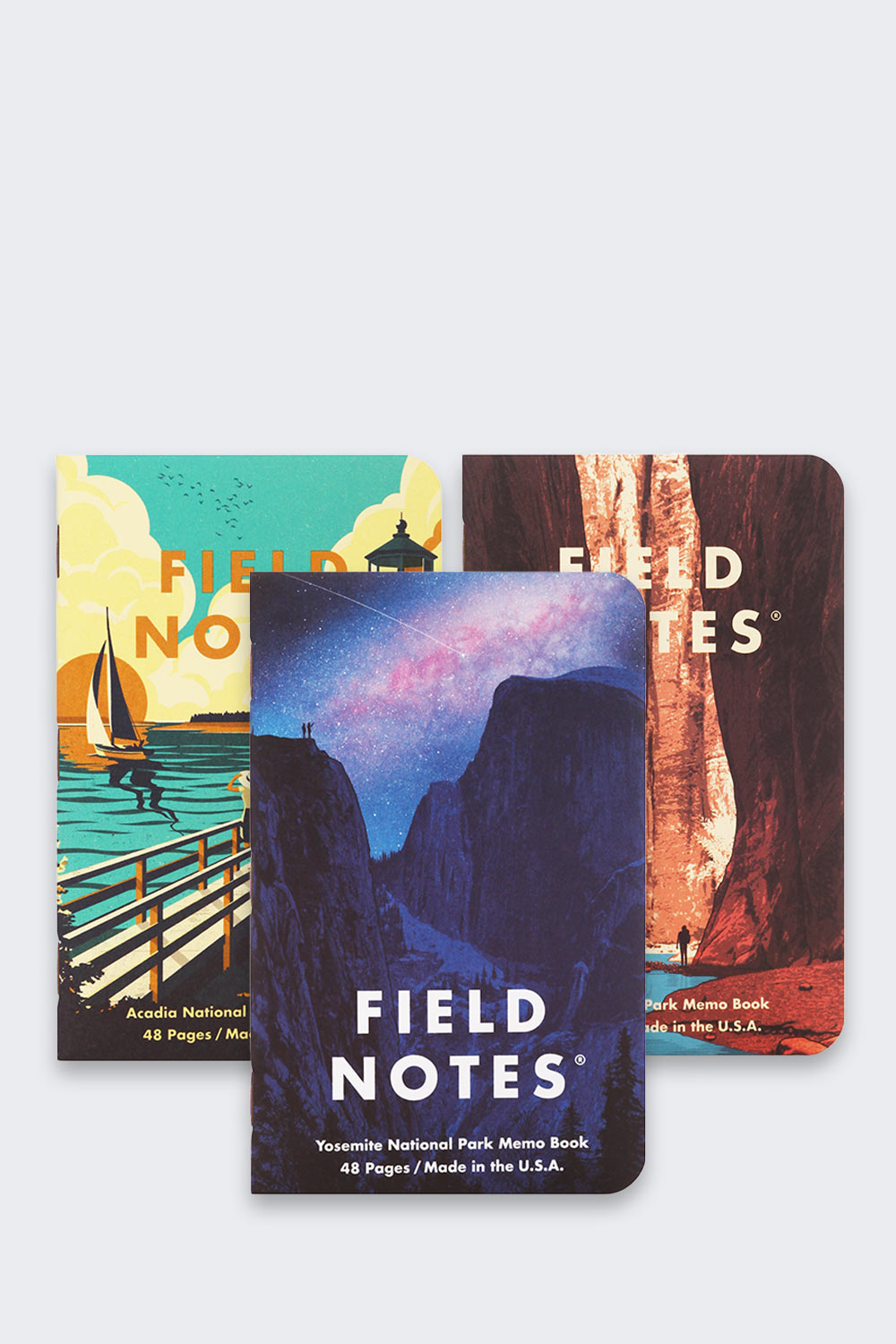 Notes Field Notes Parki Narodowe USA: Yosemite, Zion, Acadia - Kratka - 3 Pack