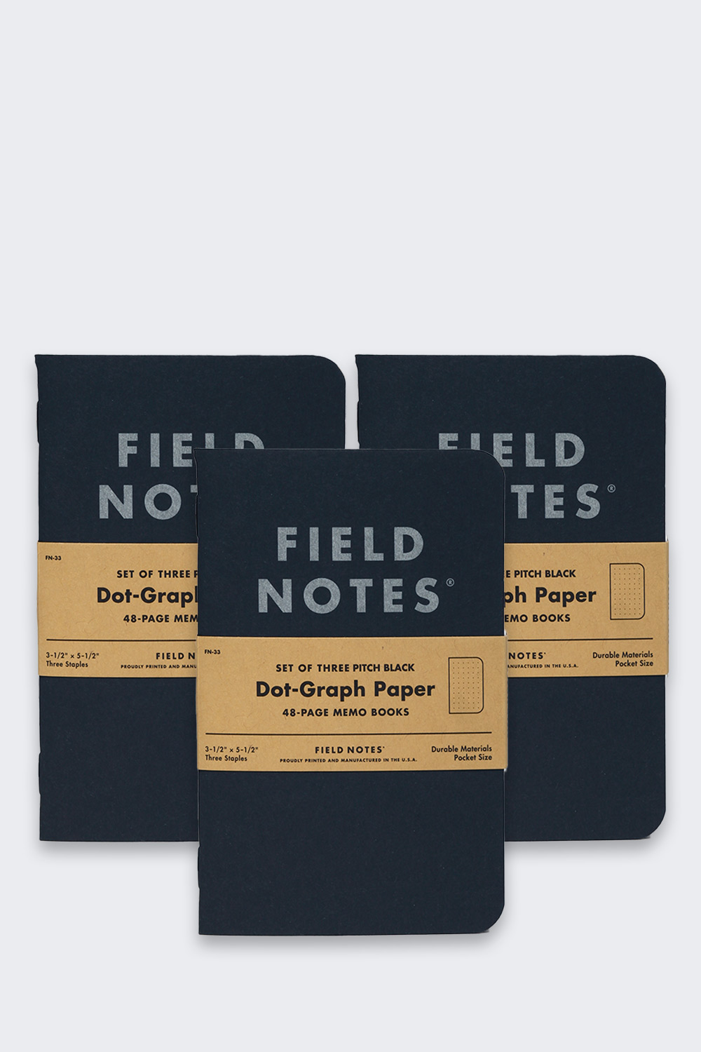 Notes Field Notes Pitch Black Memo Small - Kropki - 3 Pack