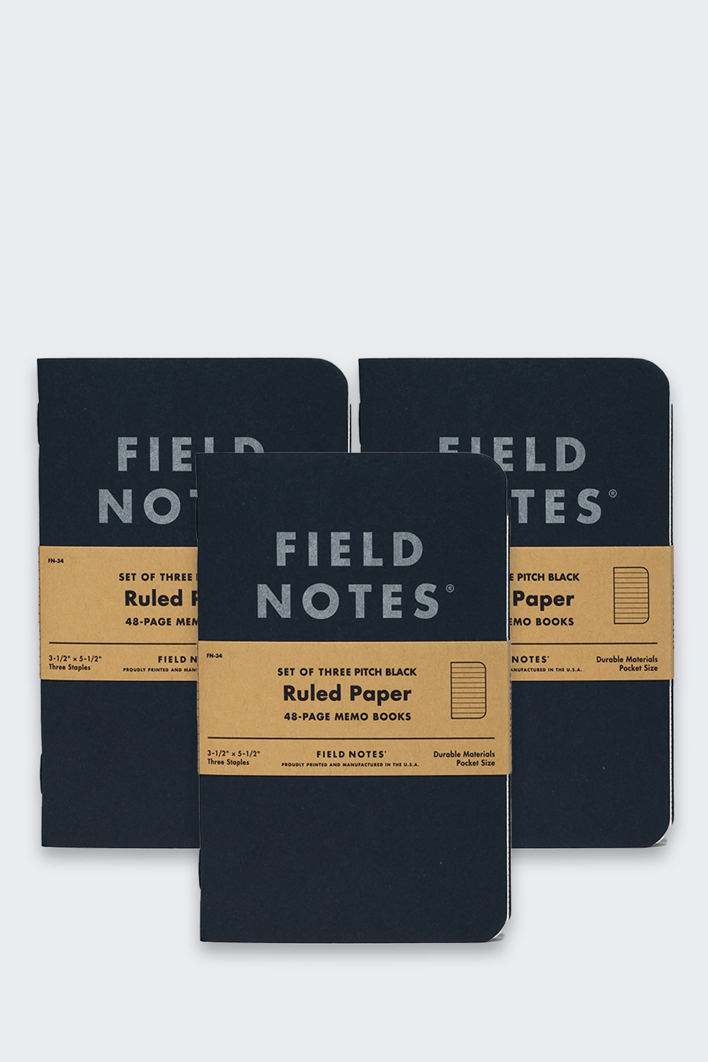 Notes Field Notes Pitch Black Memo Small - Kratka - 3 Pack